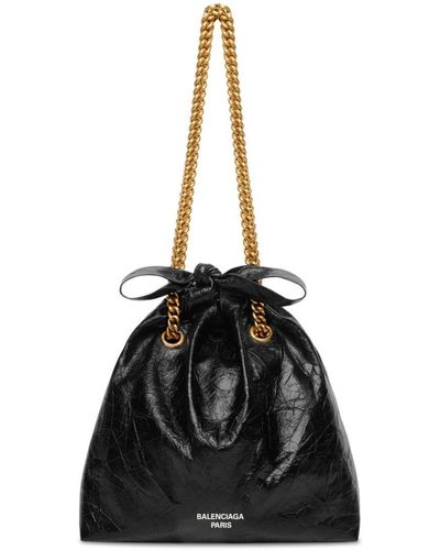Balenciaga Small Crush Leather Tote Bag - Black