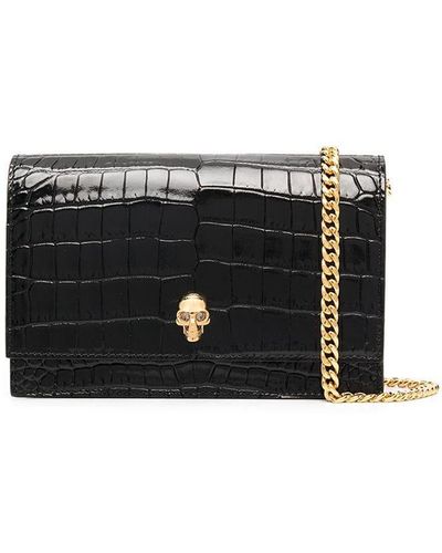 Alexander McQueen And Gold Small Skull Bag In Leather - Black