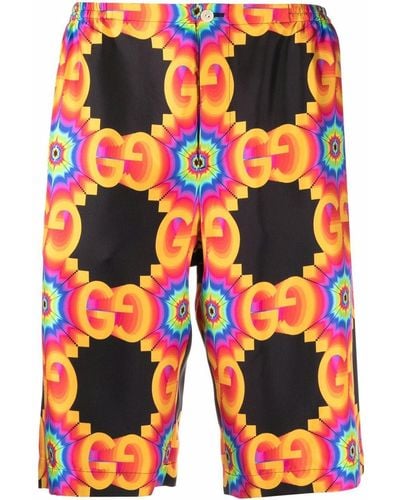 Gucci Gg Psychedelic Silk Logo Shorts - Multicolor