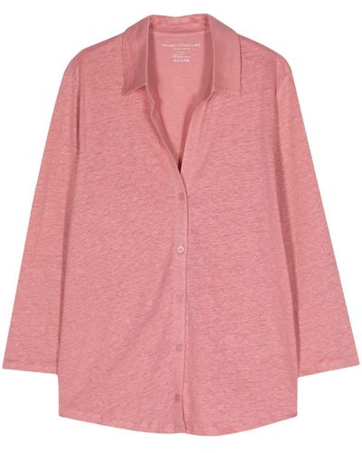 Majestic 3/4 Sleeve Linen Shirt - Pink