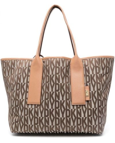 DKNY Grayson Monogram Shopping Bag - Brown