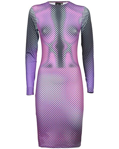 Sinead Gorey Digitally Print Fitted Short Dress - Purple