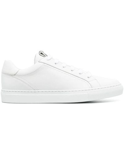 Brunello Cucinelli Leather Trainers With Precious Details - White