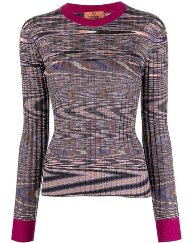 Missoni Abstract-pattern Cashmere-blend Sweater - Purple