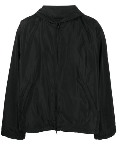 Balenciaga Logo-print Hooded Windbreaker - Black