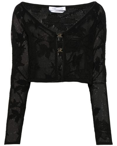 Blumarine Embroidered Cropped Cardigan - Black