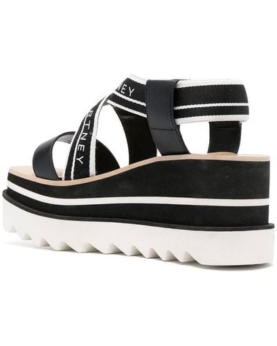 Stella McCartney Sneak Elyse Striped Platform Sandals - Black