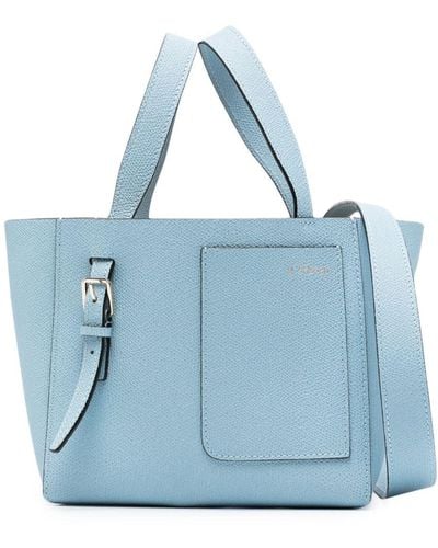 Valextra Mini Leather Bucket Bag - Blue