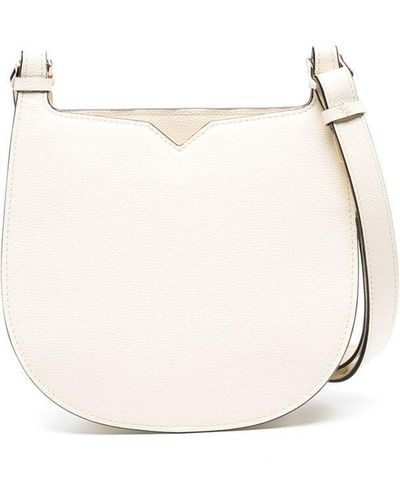 Valextra Small Leather Hobo Bag - White