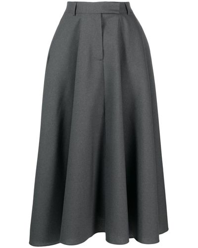 Officine Generale Pleated Wool Midi Skirt - Gray
