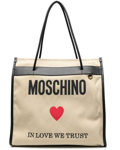 Moschino Logo-print Canvas Tote Bag - Natural