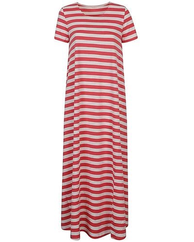 Apuntob Striped Cotton Long Dress - Red