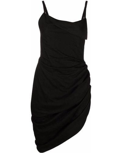 Jacquemus La Robe Saudade Asymmetrical Mini Dress - Black