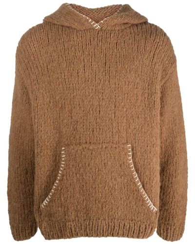 President's Whipstitch-detail Hooded Sweater - Brown