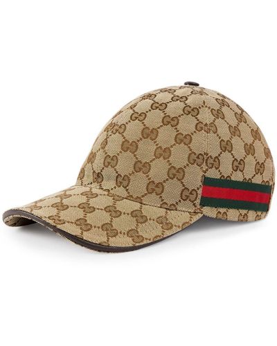 Gucci Monogram-pattern Striped-trim Woven Cap - Brown