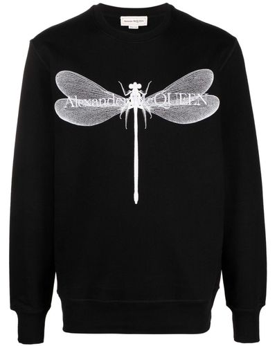 Alexander McQueen Dragonfly Graphic-print Cotton-jersey Sweatshirt X - Black