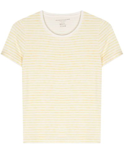 Majestic T-shirt In Misto Lino A Righe - Neutro