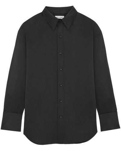 Saint Laurent Silk Oversized Shirt - Black