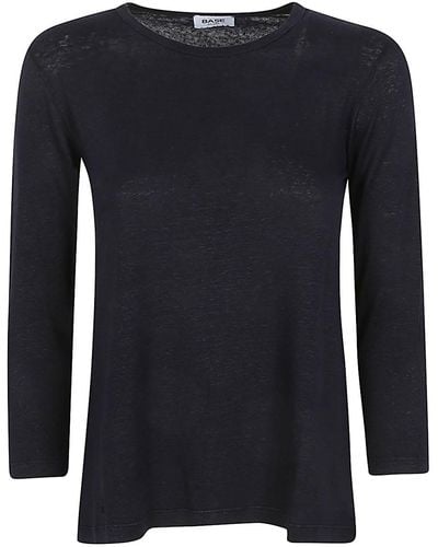 Base London Linen Jersey Long Sleeve T-shirt - Black