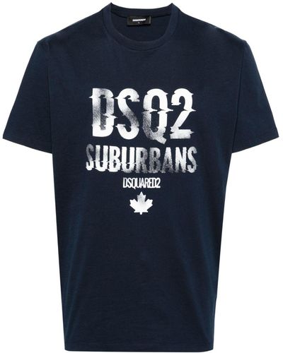 DSquared² Suburbans-print Cotton T-shirt - Blue