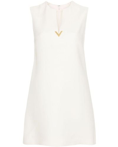 Valentino Wool And Silk Blend Short Dress - White