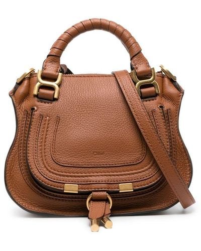 Chloé Marcie Leather Tote Bag - Brown