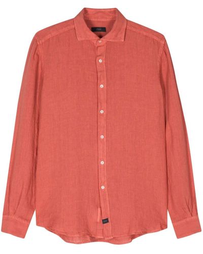 Fay Cutaway Collar Linen Shirt - Pink