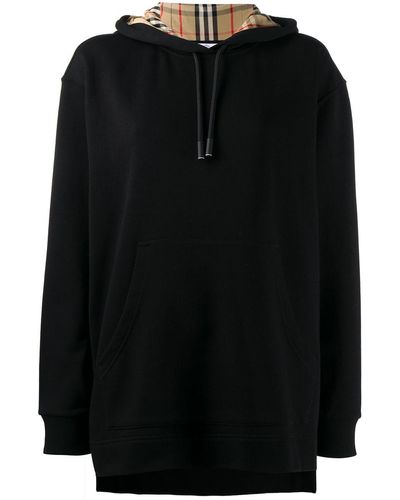 Burberry Oversized Checked Hoodie - Black