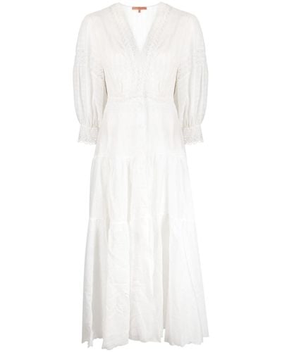 Ermanno Scervino Embroidered V-neck Maxi Dress - White