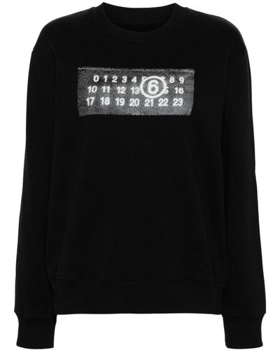 MM6 by Maison Martin Margiela Numbers-appliqué Cotton Sweatshirt - Black