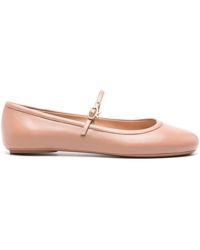 Gianvito Rossi Carla Leather Ballerina Shoes - Pink