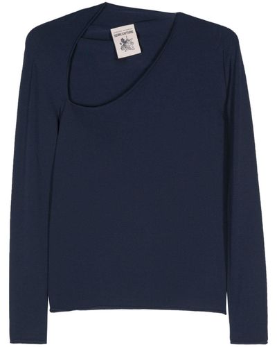 Semicouture Asymmetric Long-sleeves Sweater - Blue