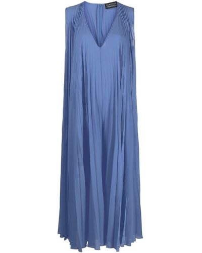 Gianluca Capannolo Sleeveless Pleated Maxi Dress - Blue