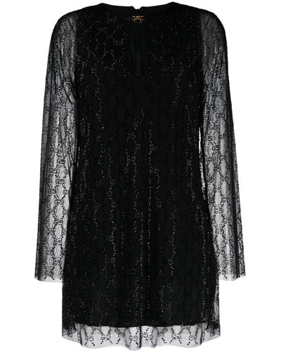 Gucci Crystal GG Tulle Short Dress - Black