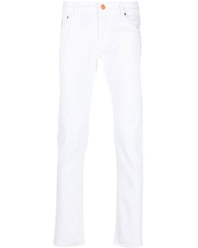 Hand Picked Slim-cut Logo Patch Jeans - White
