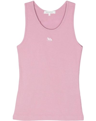 Maison Kitsuné Fox-motif Ribbed Tank Top - Pink