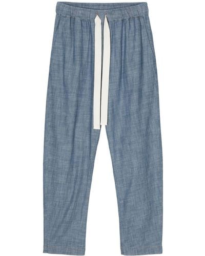 Semicouture Chambray Cotton Trousers - Blue