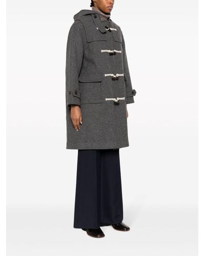 DUNST Panelled Hooded Duffle Coat - Grey