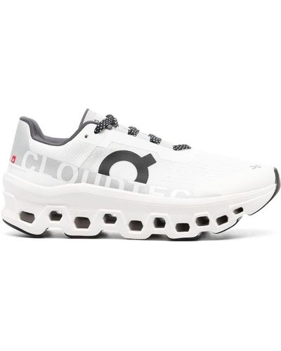 On Running Cloudmonster Cushioned Mesh Low-top Trainers - White