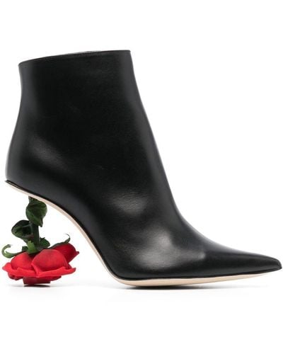 Loewe Leather Heel Ankle Boots - Black