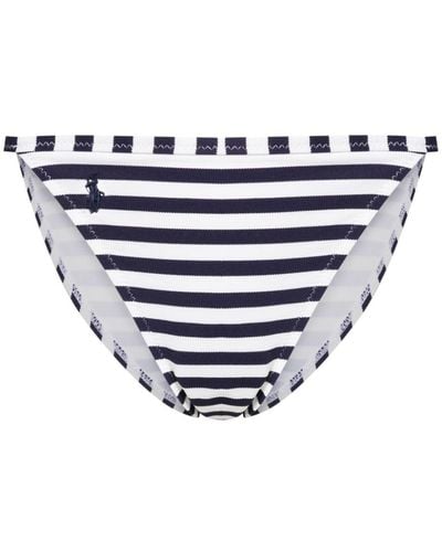 Polo Ralph Lauren Striped Piqué-weave Bikini Bottom - Blue