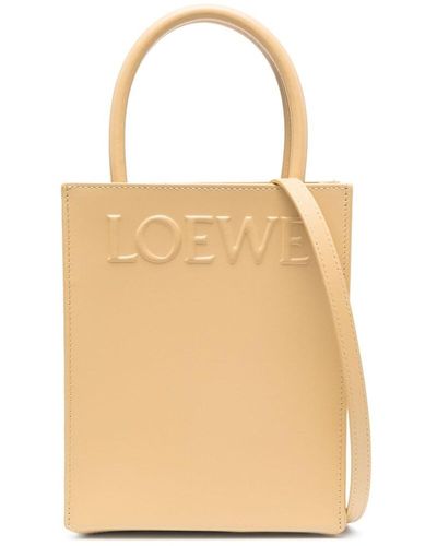 Loewe Logo Leather Tote Bag - Natural