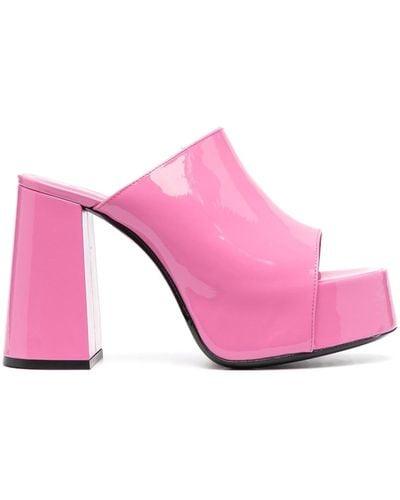 BY FAR Brad Patent Leather Mules - Pink
