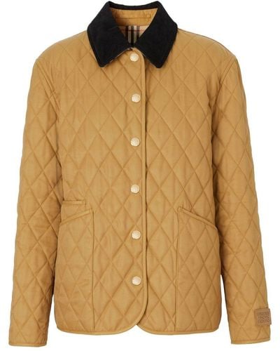 Burberry Diamond Quilted Button-up Jacket - Brown
