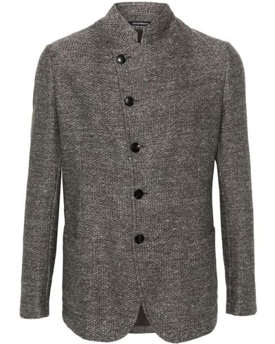 Emporio Armani Knitted Single-breasted Jacket - Grey
