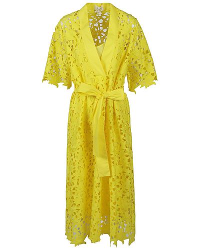 Psophia Lace Midi Dress - Yellow