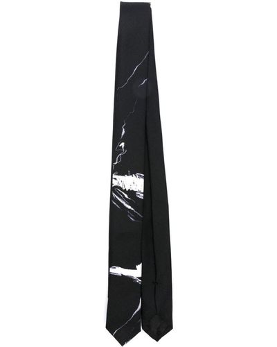 Emporio Armani Abstract-print silk tie - Bianco