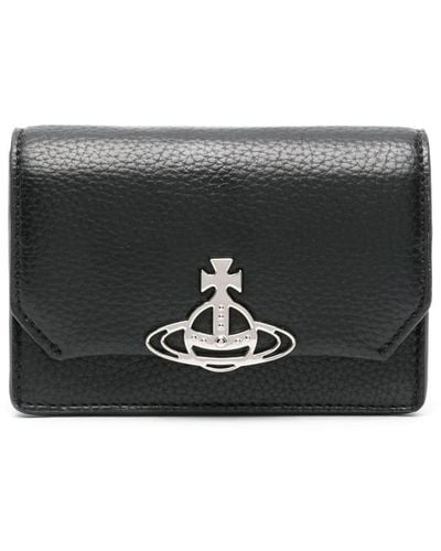 Vivienne Westwood Logo Vegan Leather Credit Card Case - Black