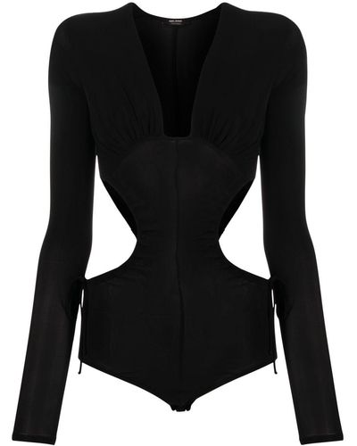 Isabel Marant Cutt-out Long-sleeved Bodysuit - Black