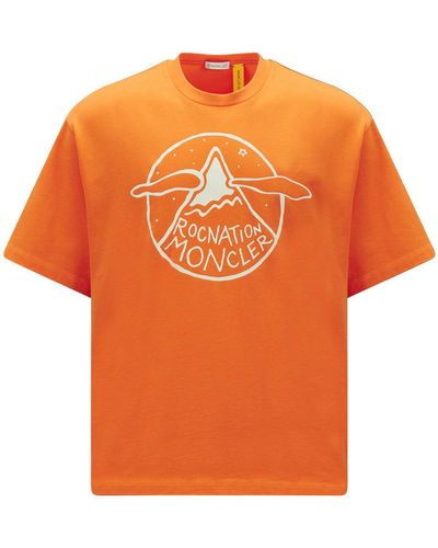 MONCLER X ROC NATION T-shirt In Cotone - Arancione